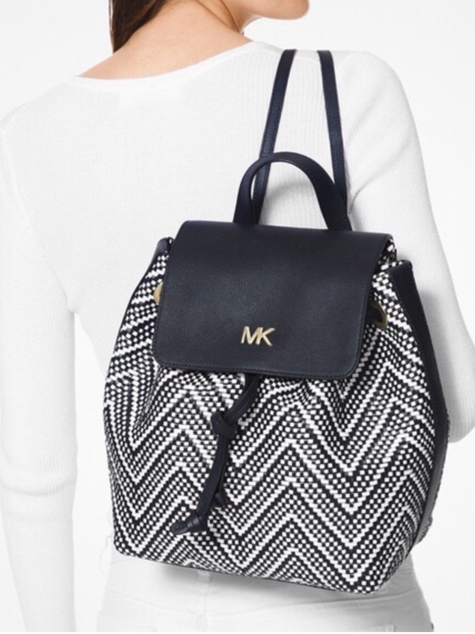 Michael Kors Medium Junie Woven Leather Backpack